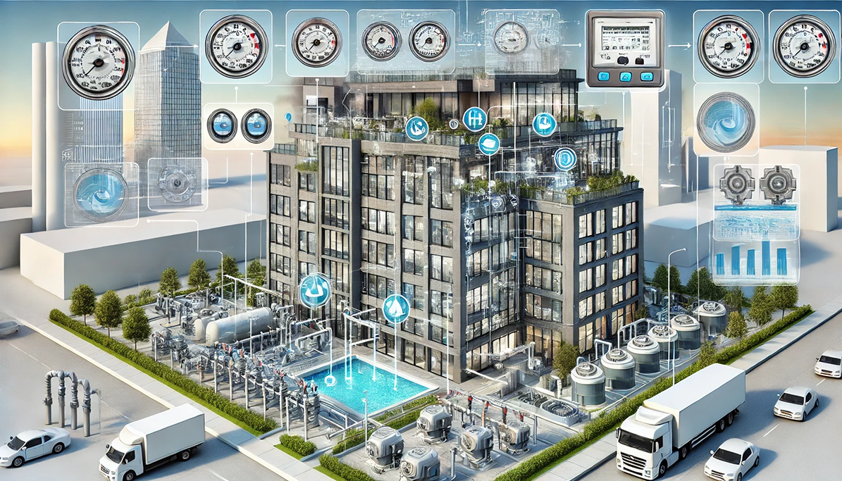 commercial building showcasing various elements of water submetering systems