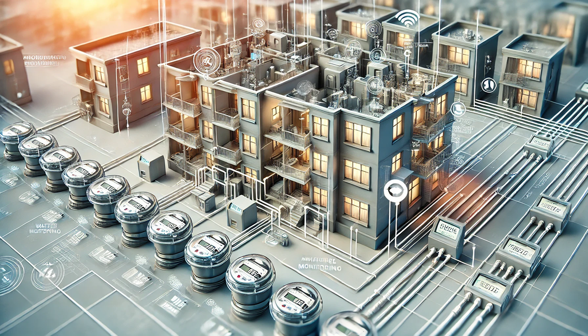 illustration of a water submetering system for multifamily properties